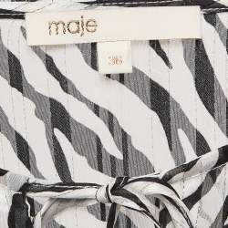 Maje Black/White Zebra Print Lurex Crepe Ruffled Maxi Dress S