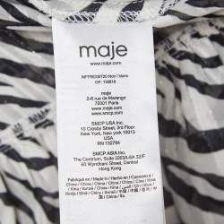Maje Black/White Zebra Print Lurex Crepe Ruffled Maxi Dress S