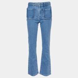 Maje Blue Denim Braid Detail Flared Jeans S