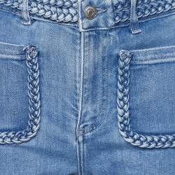 Maje Blue Denim Braid Detail Flared Jeans S