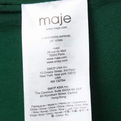 Maje Green Floral Print Lace Trim Crepe Asymmetric Midi Dress M 