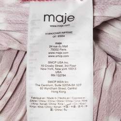 Pre Owned Maje Red Printed Pleated Full Sleeves Mini Dress S