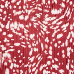 Pre Owned Maje Red Printed Pleated Full Sleeves Mini Dress S