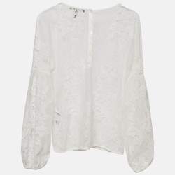 Maje White Lace Long Sleeves Blouse L