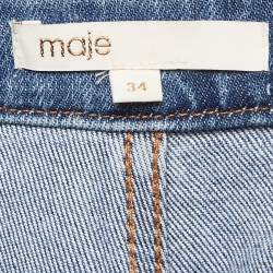 Pre Owned Maje Blue Lace-Up Denim High Rise Jeans XS Waist 26"