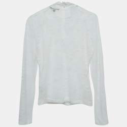 Maje White Floral Lace Semi Sheer Top S