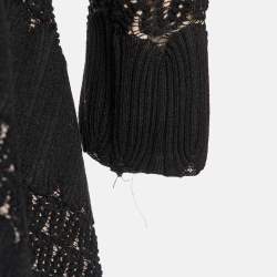 Pre Owned Maje Black Knit & Lace Relane Fit & Flare Dress S