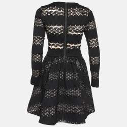 Pre Owned Maje Black Knit & Lace Relane Fit & Flare Dress S