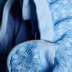 Pre Owned Maje Blue Lace Reglisse Ruffled Cold Shoulder Dress S