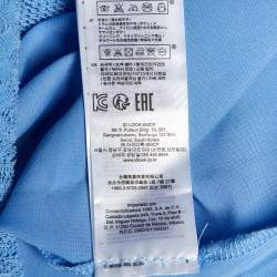 Pre Owned Maje Blue Lace Reglisse Ruffled Cold Shoulder Dress S