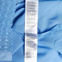 Pre Owned Maje Blue Lace Reglisse Ruffled Cold Shoulder Dress S