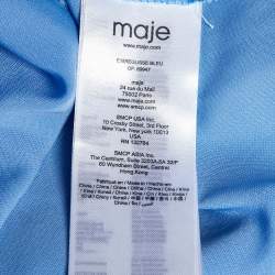 Pre Owned Maje Blue Lace Reglisse Ruffled Cold Shoulder Dress S