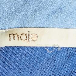 Pre Owned Maje Blue Lace Reglisse Ruffled Cold Shoulder Dress S