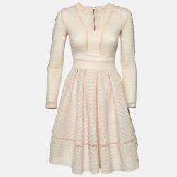 Pre Owned Maje Light Peach Lace Rossignol Pleated Mini Dress M