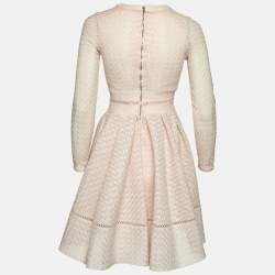 Pre Owned Maje Light Peach Lace Rossignol Pleated Mini Dress M