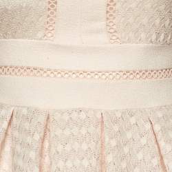 Pre Owned Maje Light Peach Lace Rossignol Pleated Mini Dress M