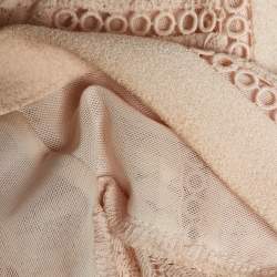 Pre Owned Maje Light Peach Lace Rossignol Pleated Mini Dress M