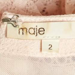 Pre Owned Maje Light Peach Lace Rossignol Pleated Mini Dress M