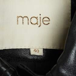 Maje Black Leather Bacchus Crop Leather Jacket L