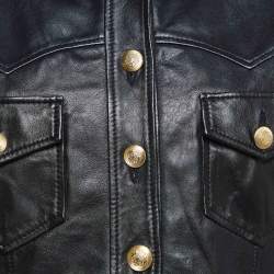 Maje Black Leather Bacchus Crop Leather Jacket L