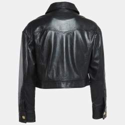 Maje Black Leather Bacchus Crop Leather Jacket L