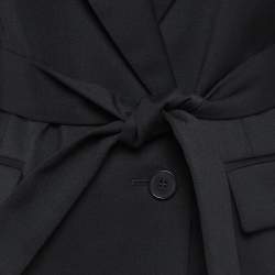 Maje Black Wool-Blend Belted Blazer L