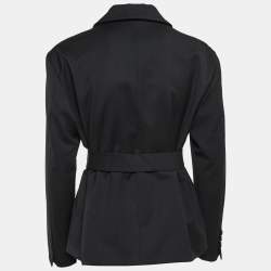 Maje Black Wool-Blend Belted Blazer L