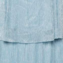 Maje Blue Lurex Knit Skirt Top Set L/M