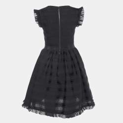 Pre Owned Maje Black Patterned Jersey Ruffled Mini Dress S