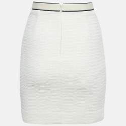 Pre Owned Maje Off- White Joppy Decorative-Button Tweed Mini Skirt XS