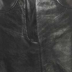 Pre Owned Maje Black Jelfie Leather Horsebit Detail Mini Skirt S