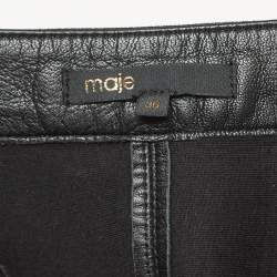 Pre Owned Maje Black Jelfie Leather Horsebit Detail Mini Skirt S