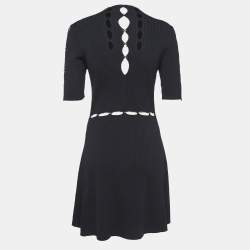Pre Owned Maje Black Roselana Openwork Knit Short Dress L
