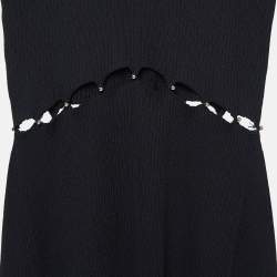 Pre Owned Maje Black Roselana Openwork Knit Short Dress L