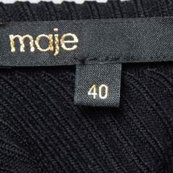 Pre Owned Maje Black Roselana Openwork Knit Short Dress L