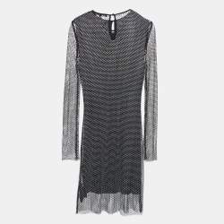 Pre Owned Maje Black Mesh Embellished Midi Dress M