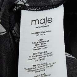 Pre Owned Maje Black Bow Print Plisse Ruffled Rockale Mini Dress M