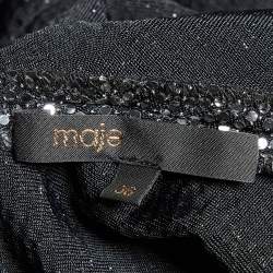 Pre Owned Maje Silver/Black Sequin High Neck Midi Dress S