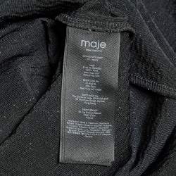 Pre Owned Maje Silver/Black Sequin High Neck Midi Dress S