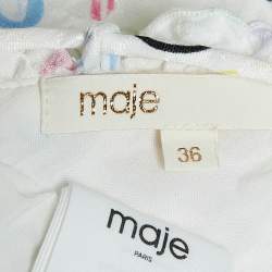 Pre Owned Maje White Printed Jacquard Lace-Up Back Midi Dress S