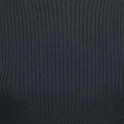 Maje Black Rib Knit Cut-Out Detail Midi Dress L