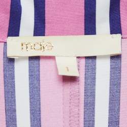 Maje Pink Stripe Cotton Button Front Belted Midi Dress S