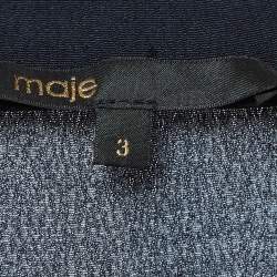 Pre Owned Maje Black Floral Print Crepe Ruched Mini Dress L