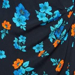 Pre Owned Maje Black Floral Print Crepe Ruched Mini Dress L