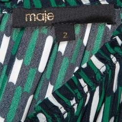 Maje Green Revalou Geometric Print Chiffon Short Dress M