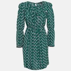Maje Green Revalou Geometric Print Chiffon Short Dress M