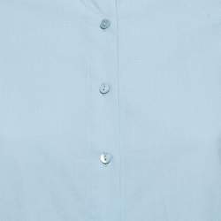 Pre Owned Maje Blue Cotton Lace Ruffle Detail Shirt M