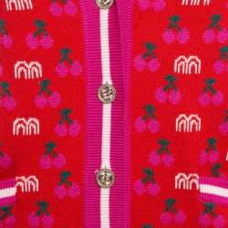 Pre Owned Maje Red March Cherry Jacquard Knit Cardigan S