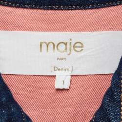Maje Colorblocked Denim Buttoned Short Dress S