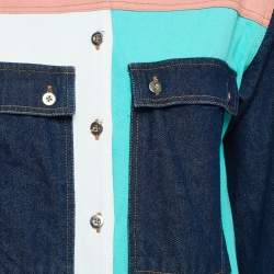 Maje Colorblocked Denim Buttoned Short Dress S